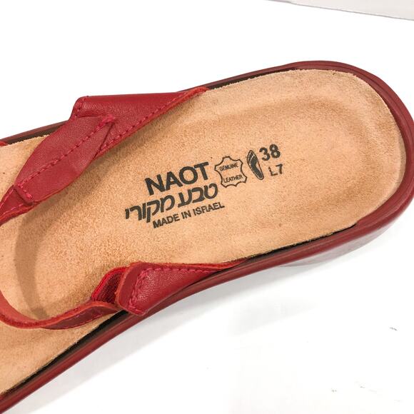 NAOT Red Leather Strappy Slide Sandals - Picture 7 of 9
